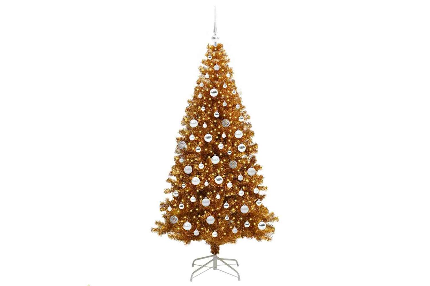 Vidaxl Christmas Tree With 300 Leds With Stand Gold 180 Cm Pet-3