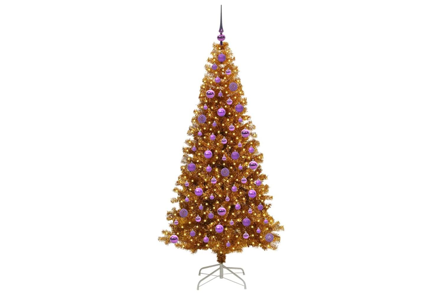 Vidaxl Christmas Tree With 300 Leds With Stand Gold 180 Cm Pet-3