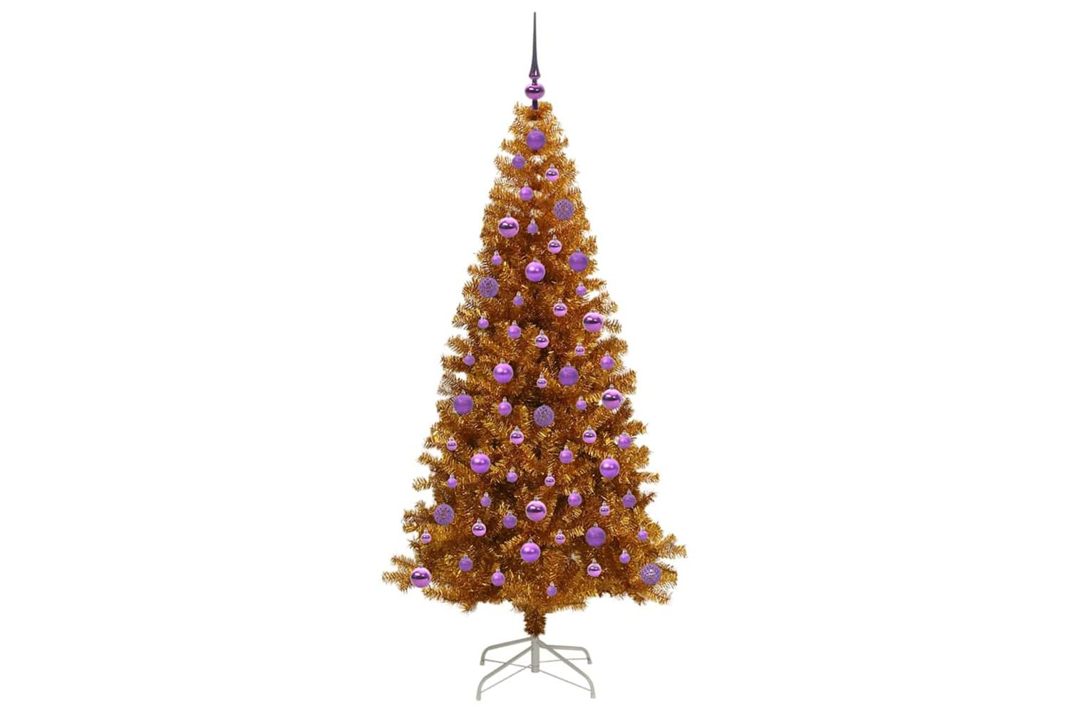 Vidaxl Christmas Tree With 300 Leds With Stand Gold 180 Cm Pet-4