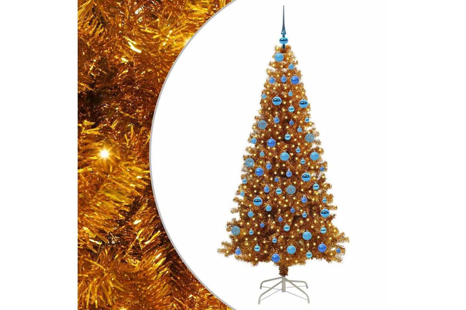 Vidaxl Christmas Tree With 300 Leds With Stand Gold 180 Cm Pet-2