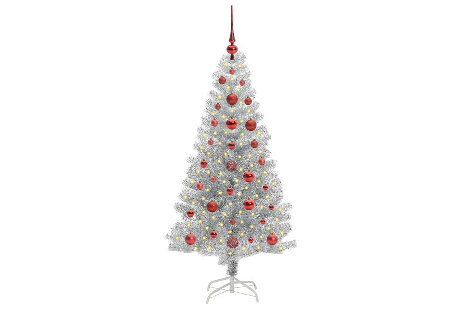 Vidaxl Christmas Tree With 150 Leds With Stand Silver 120 Cm Pet-3