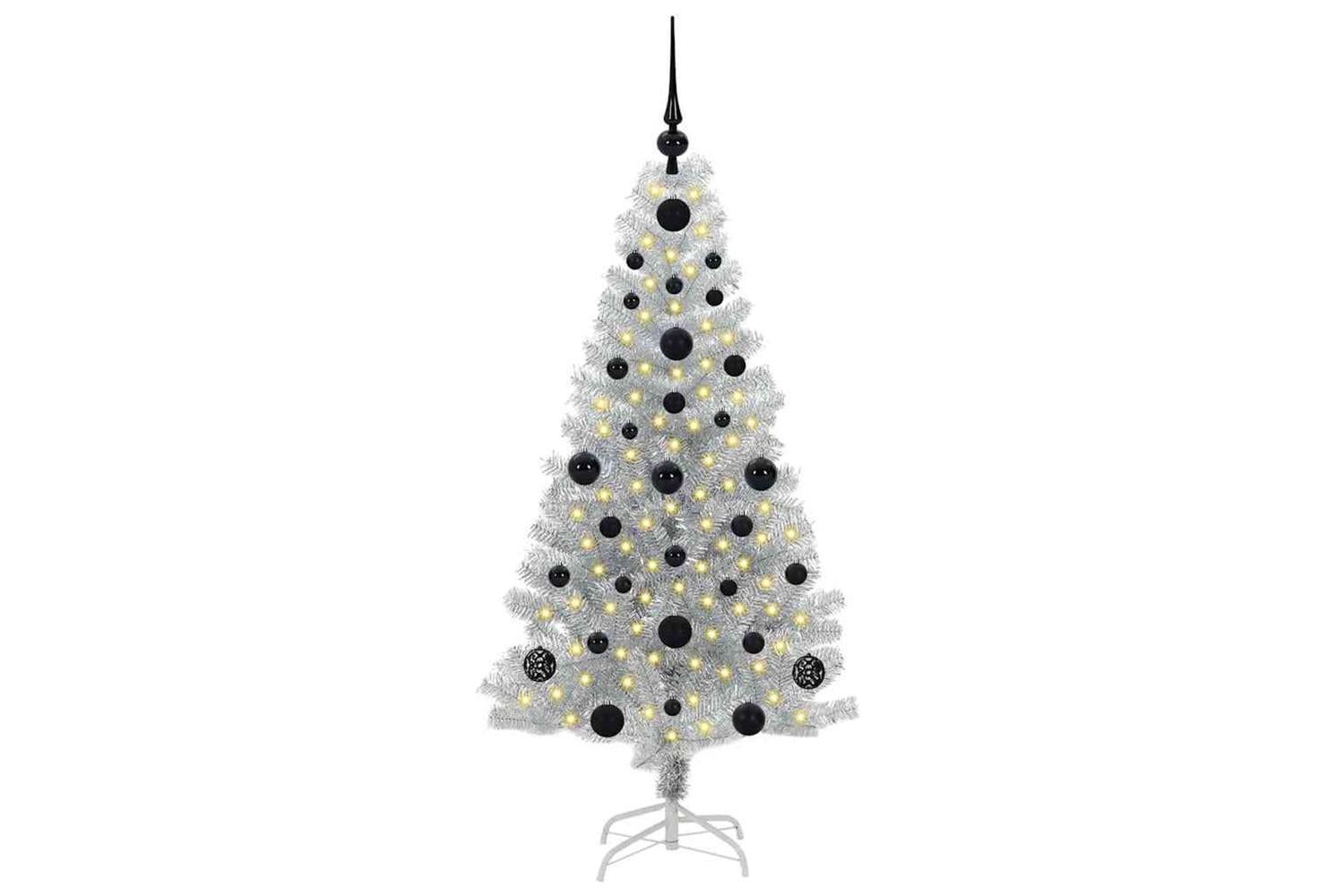 Vidaxl Christmas Tree With 150 Leds With Stand Silver 120 Cm Pet-3