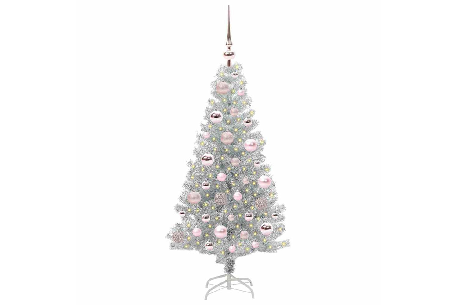 Vidaxl Christmas Tree With 150 Leds With Stand Silver 120 Cm Pet-3