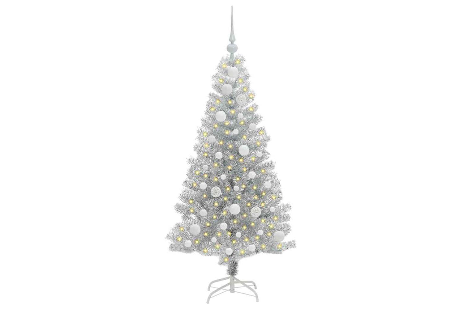 Vidaxl Christmas Tree With 150 Leds With Stand Silver 120 Cm Pet-3