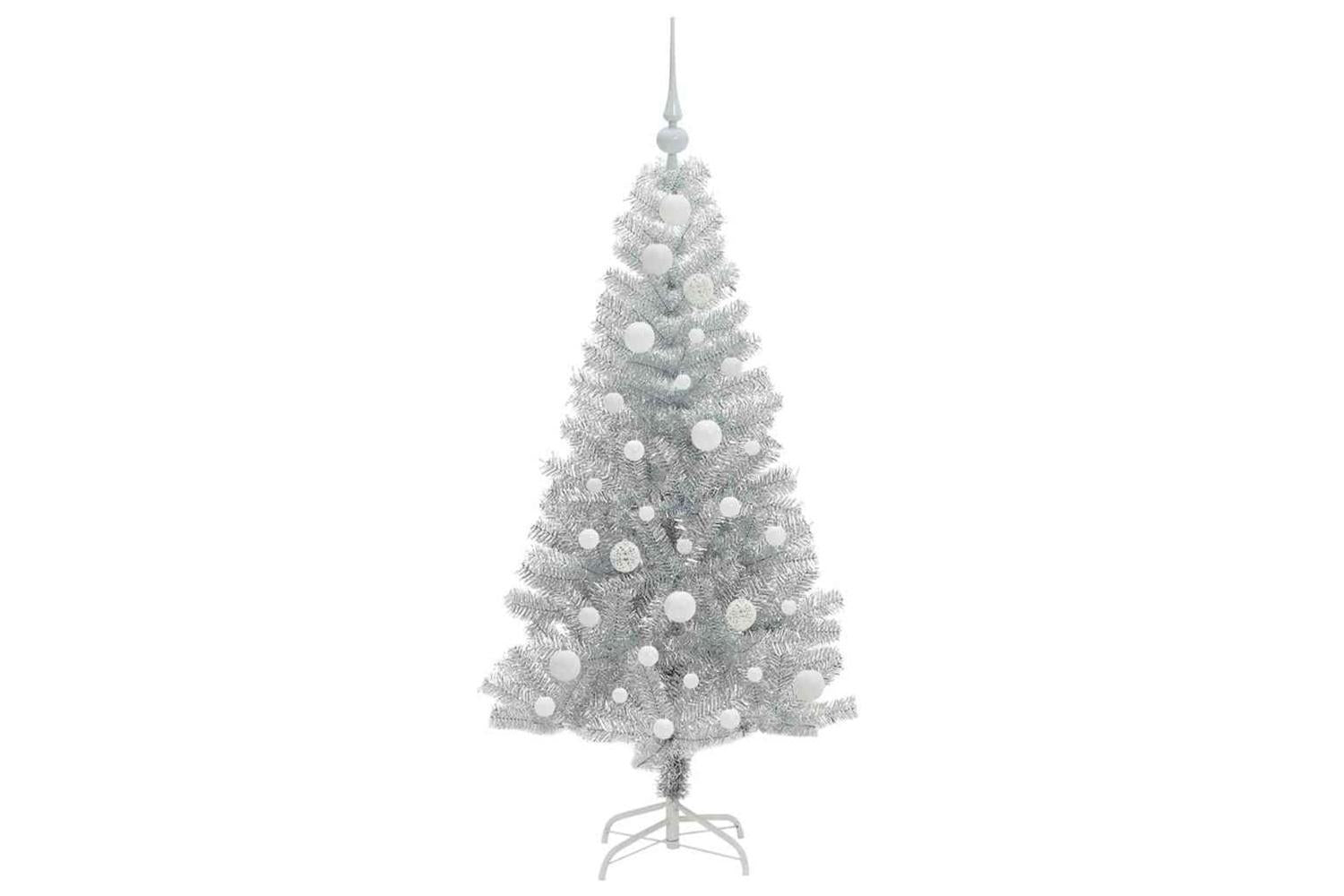 Vidaxl Christmas Tree With 150 Leds With Stand Silver 120 Cm Pet-4