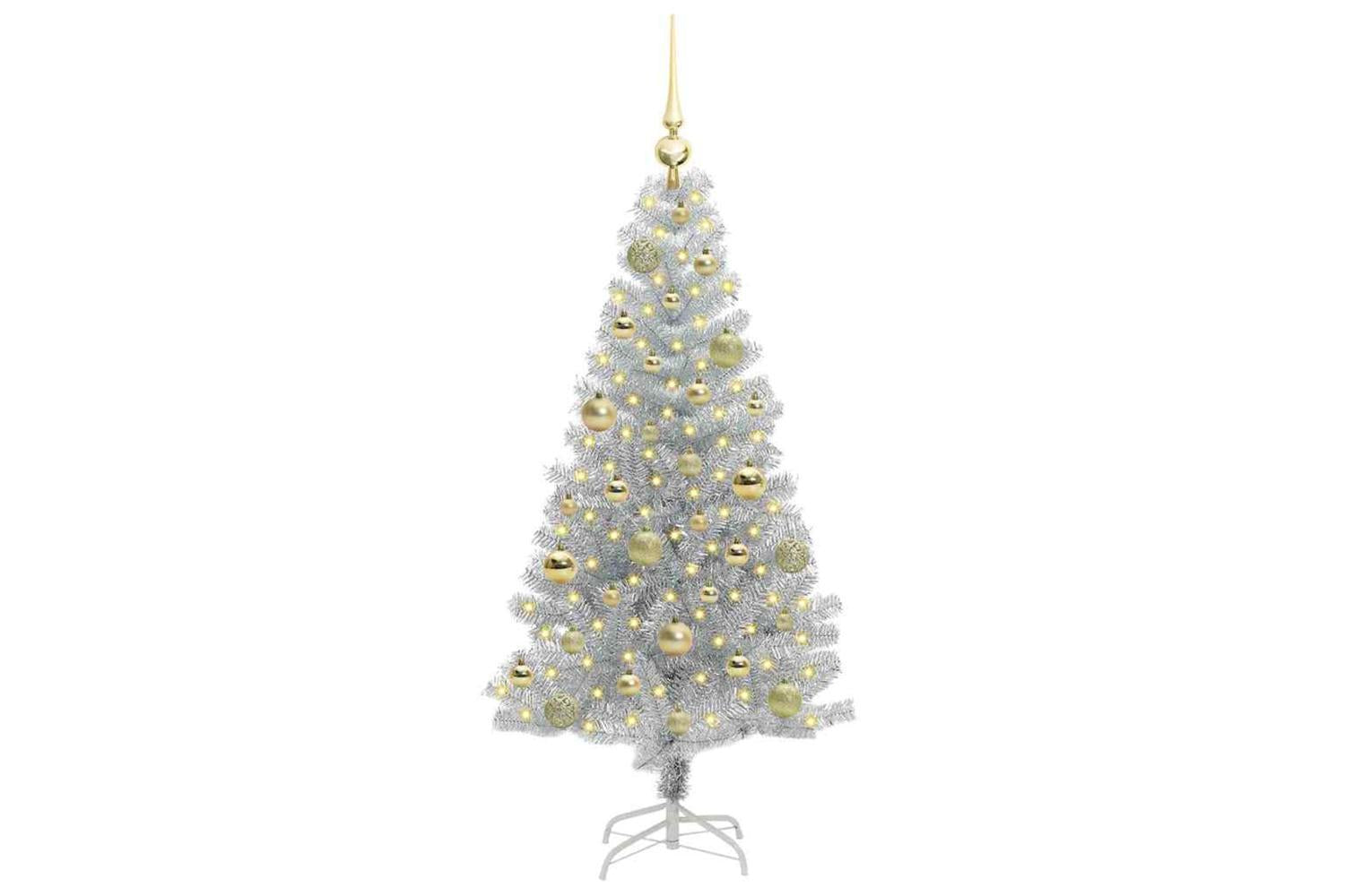 Vidaxl Christmas Tree With 150 Leds With Stand Silver 120 Cm Pet-3