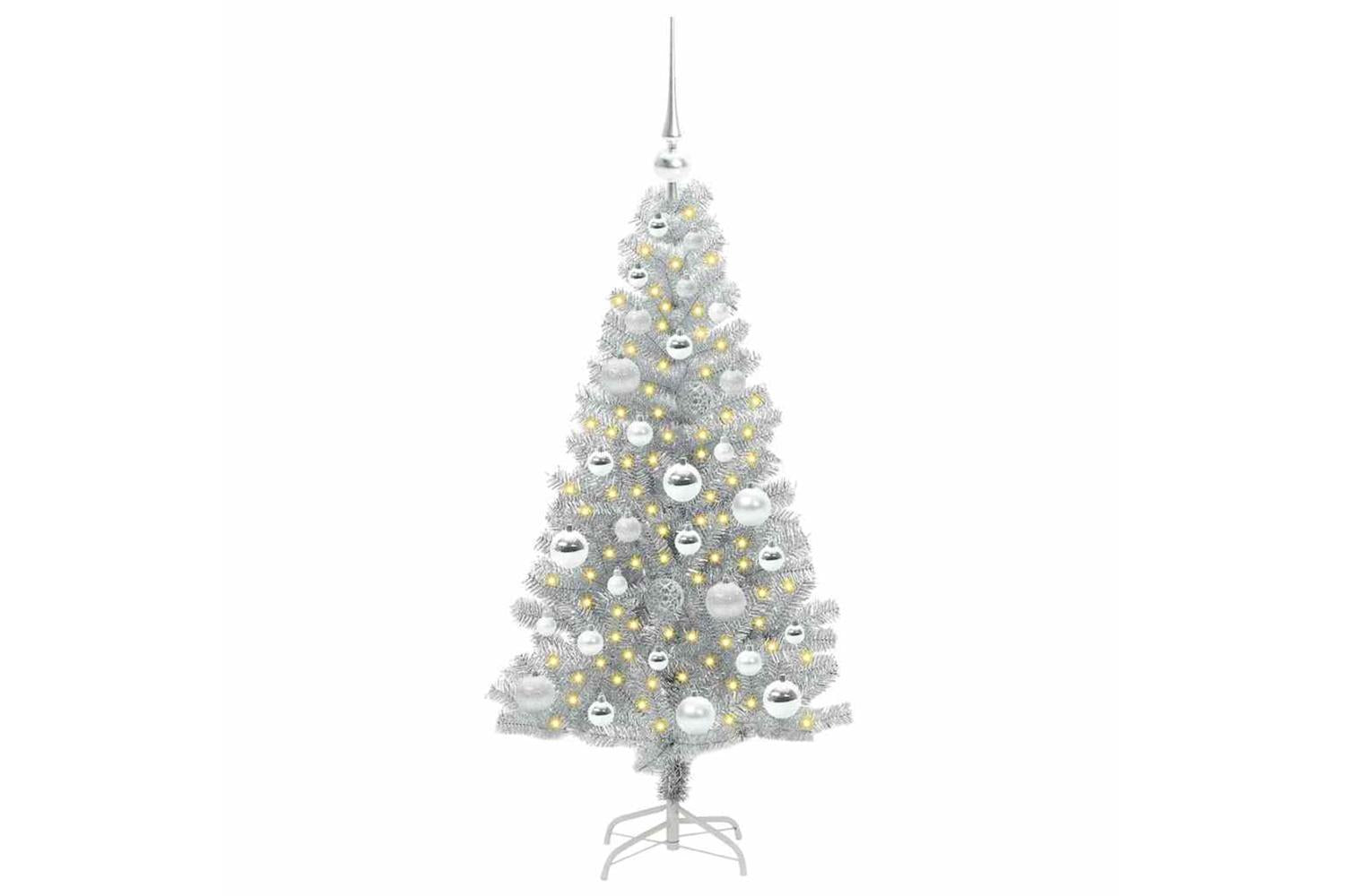 Vidaxl Christmas Tree With 150 Leds With Stand Silver 120 Cm Pet-3
