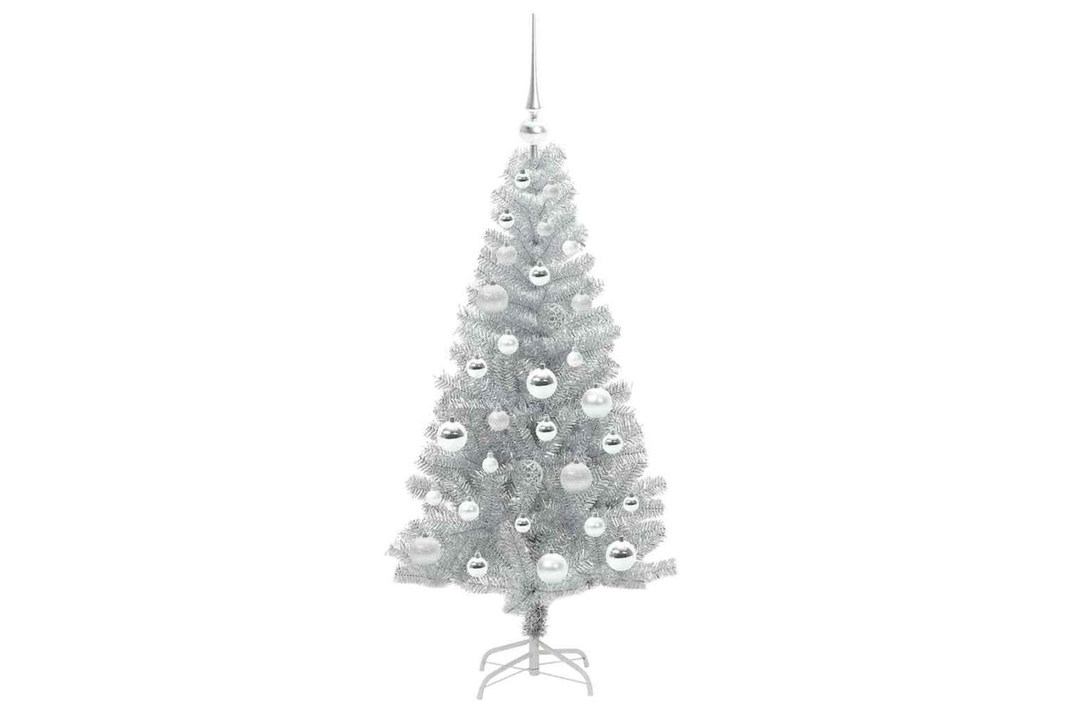Vidaxl Christmas Tree With 150 Leds With Stand Silver 120 Cm Pet-4