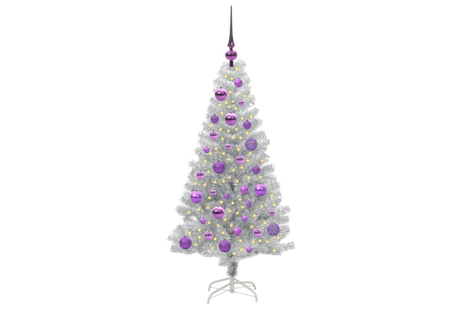 Vidaxl Christmas Tree With 150 Leds With Stand Silver 120 Cm Pet-3