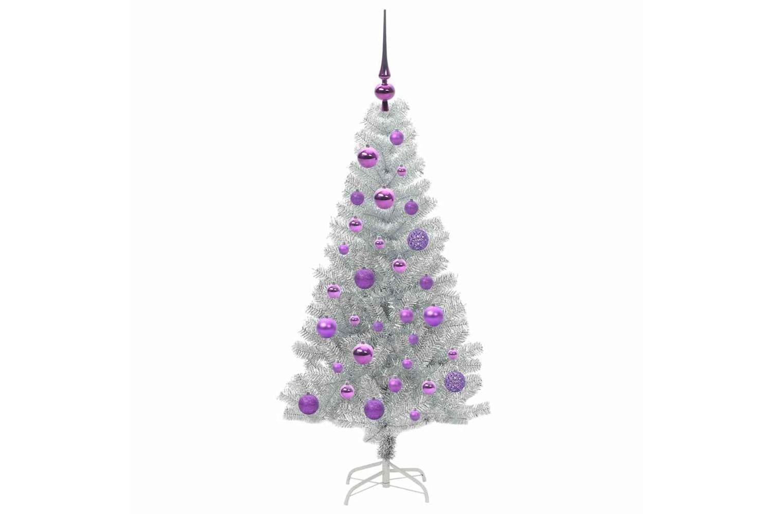 Vidaxl Christmas Tree With 150 Leds With Stand Silver 120 Cm Pet-4