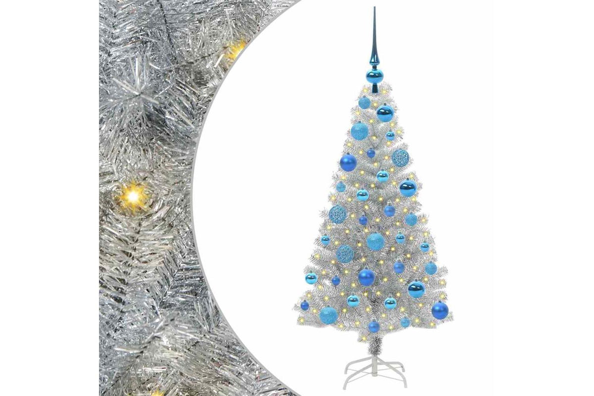 Vidaxl Christmas Tree With 150 Leds With Stand Silver 120 Cm Pet-2