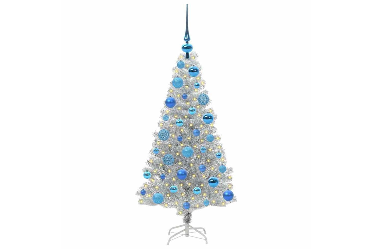 Vidaxl Christmas Tree With 150 Leds With Stand Silver 120 Cm Pet-3