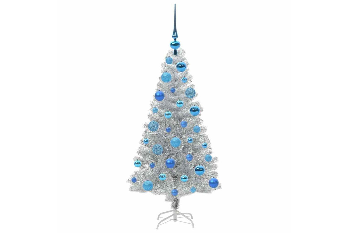 Vidaxl Christmas Tree With 150 Leds With Stand Silver 120 Cm Pet-4