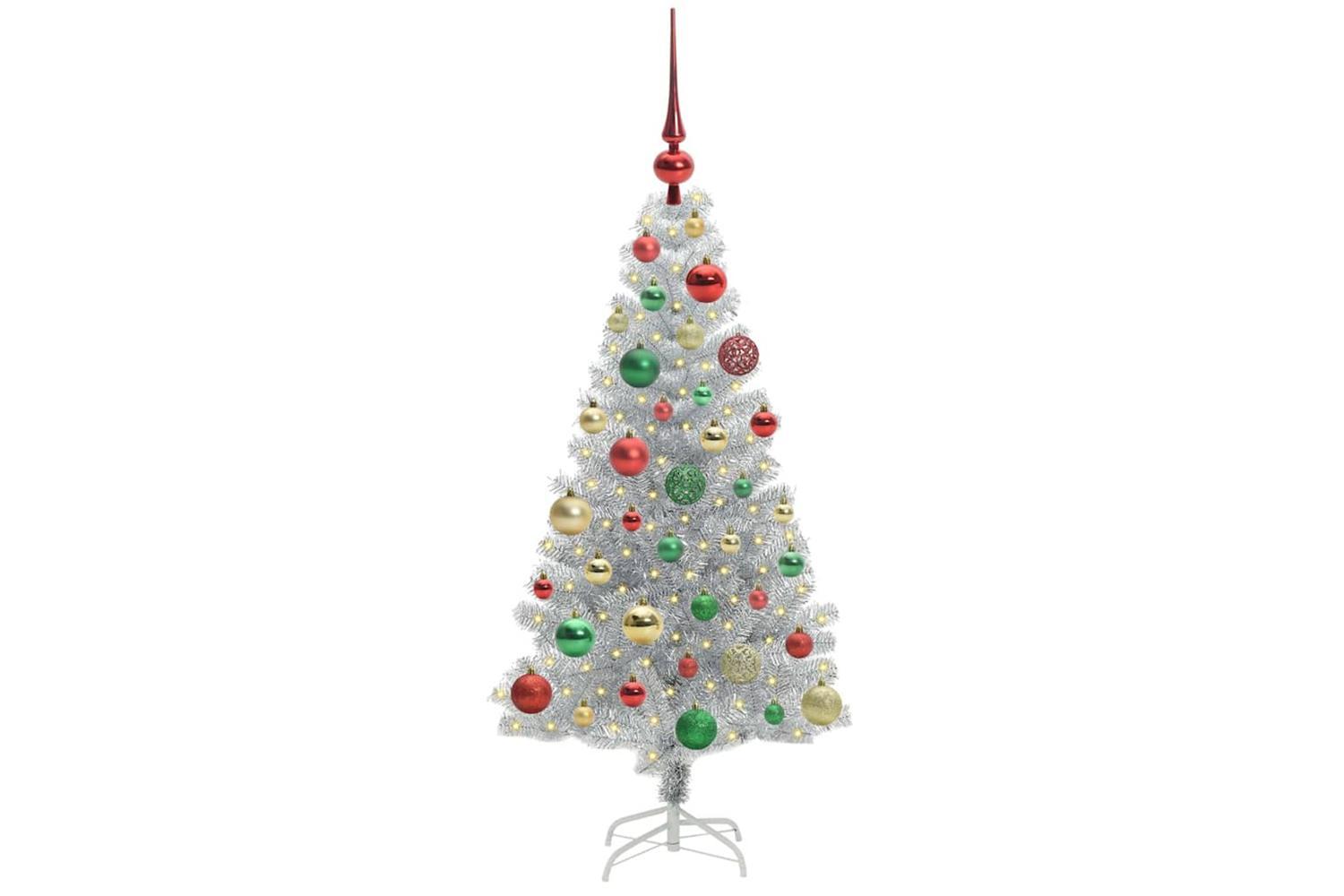 Vidaxl Christmas Tree With 150 Leds With Stand Silver 120 Cm Pet-3