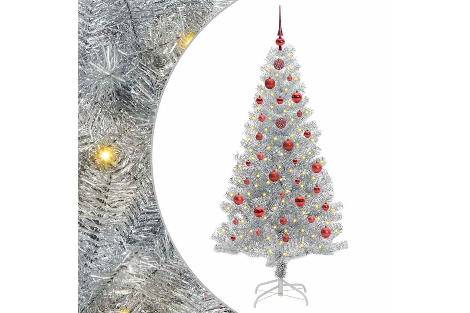 Vidaxl Christmas Tree With 150 Leds With Stand Silver 150 Cm Pet-2