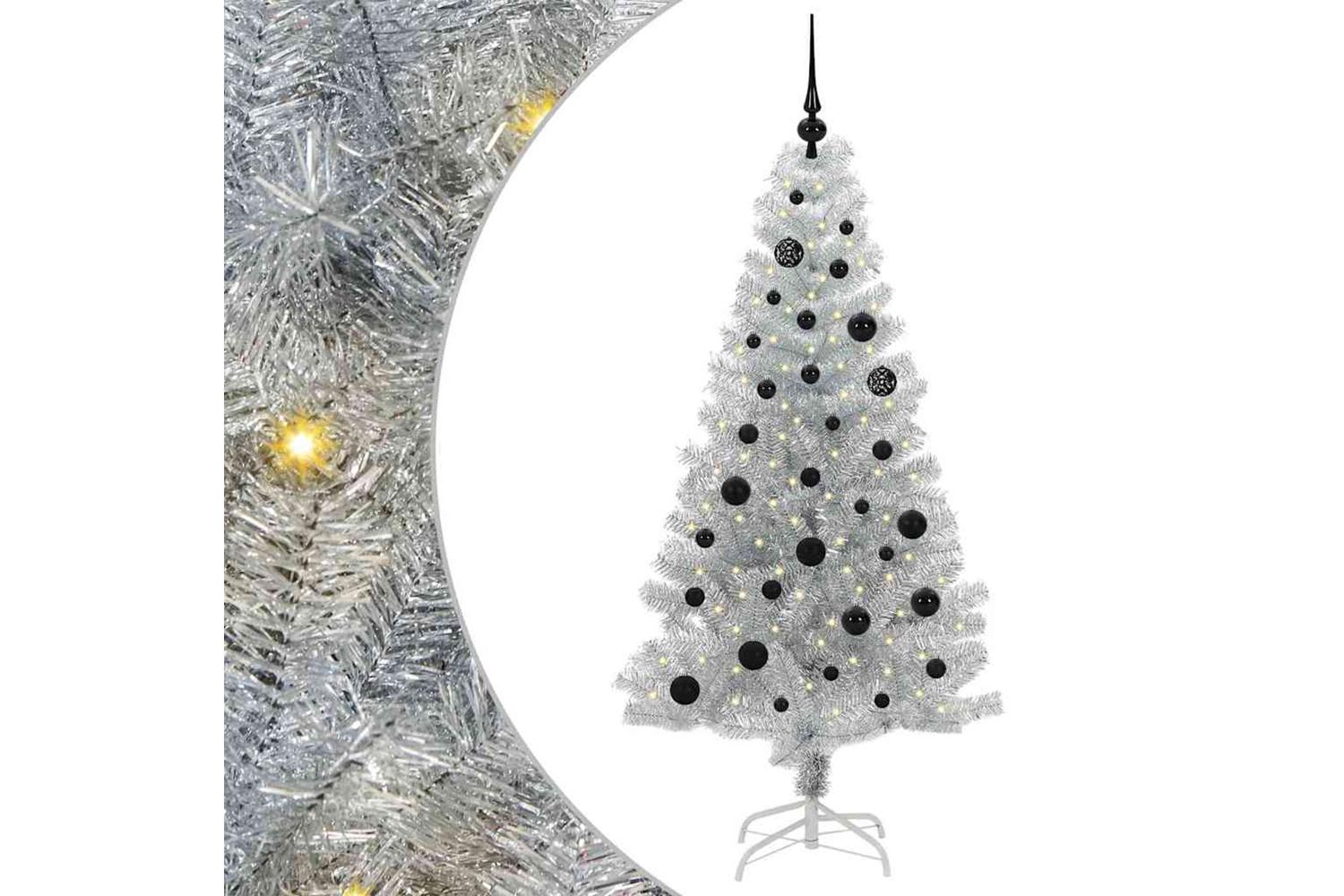 Vidaxl Christmas Tree With 150 Leds With Stand Silver 150 Cm Pet-2