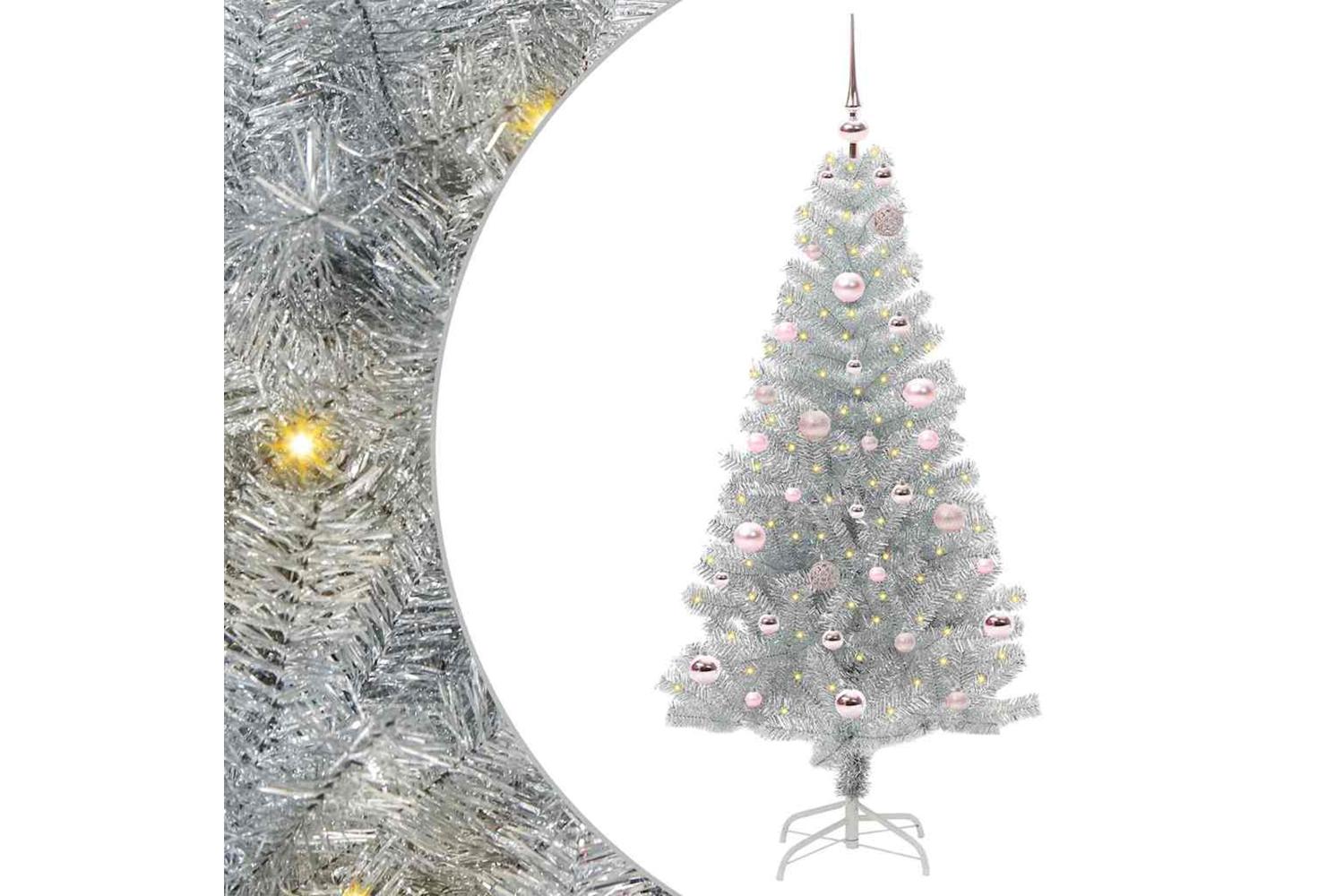 Vidaxl Christmas Tree With 150 Leds With Stand Silver 150 Cm Pet