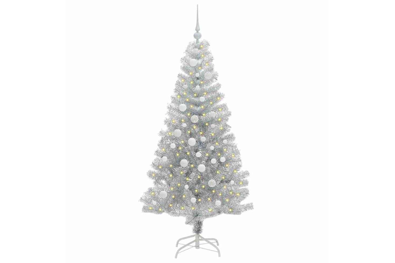 Vidaxl Christmas Tree With 150 Leds With Stand Silver 150 Cm Pet-3