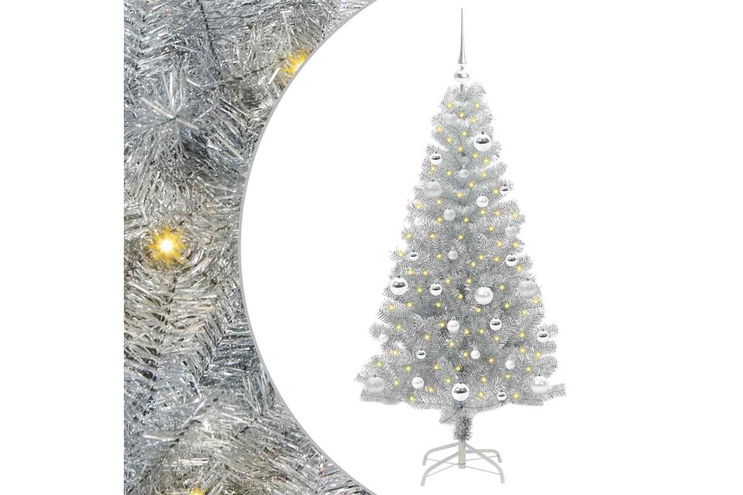 Vidaxl Christmas Tree With 150 Leds With Stand Silver 150 Cm Pet-2