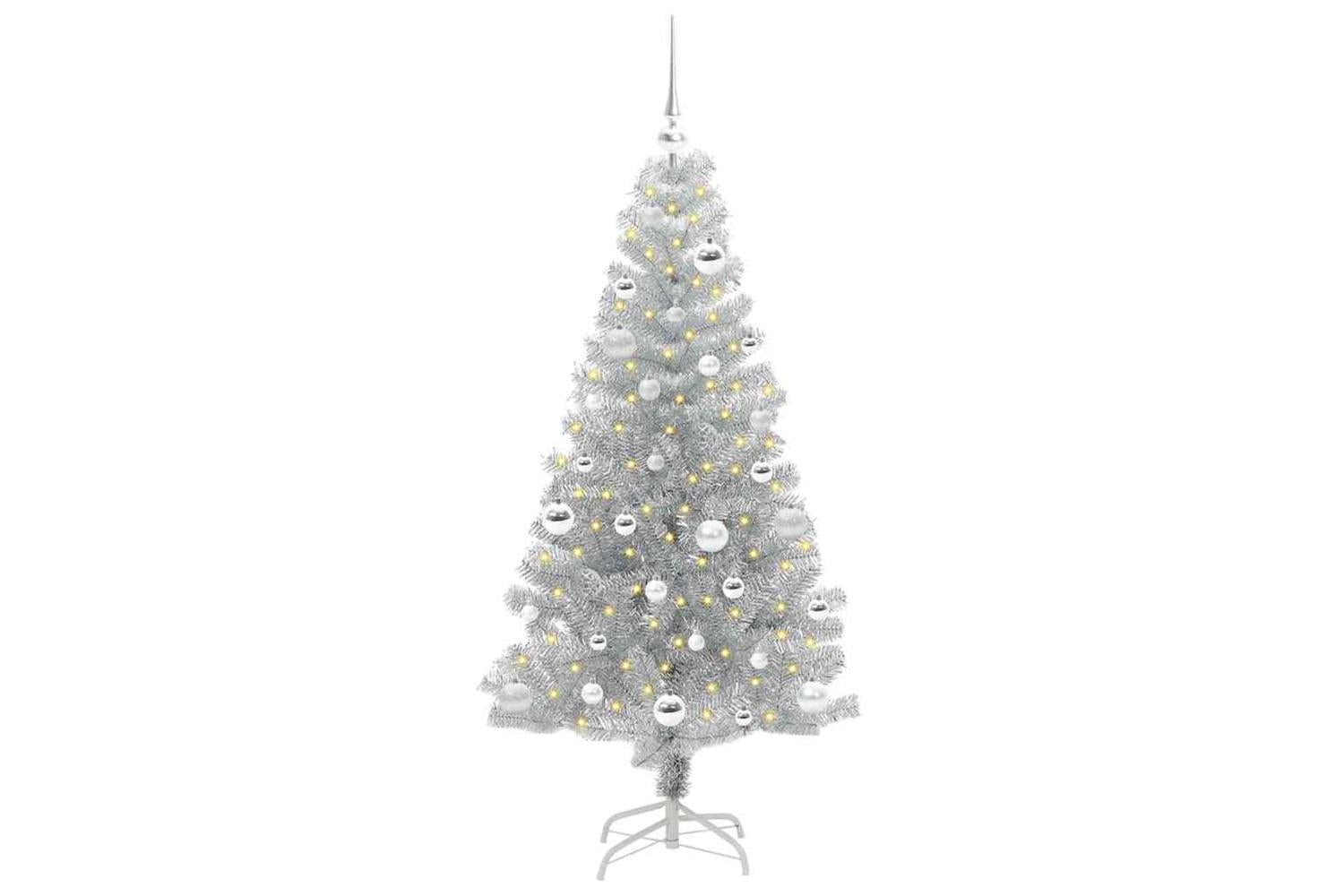 Vidaxl Christmas Tree With 150 Leds With Stand Silver 150 Cm Pet-3