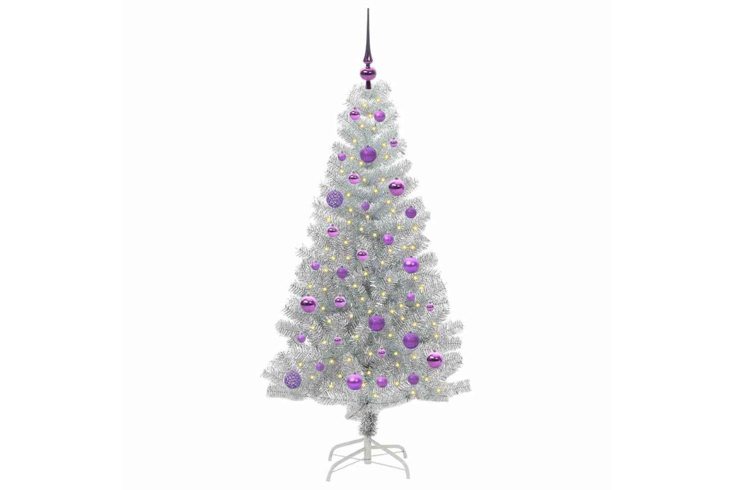 Vidaxl Christmas Tree With 150 Leds With Stand Silver 150 Cm Pet-3