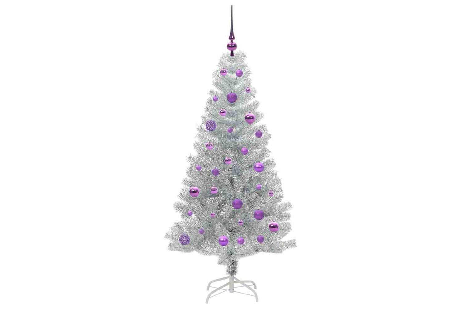 Vidaxl Christmas Tree With 150 Leds With Stand Silver 150 Cm Pet-4