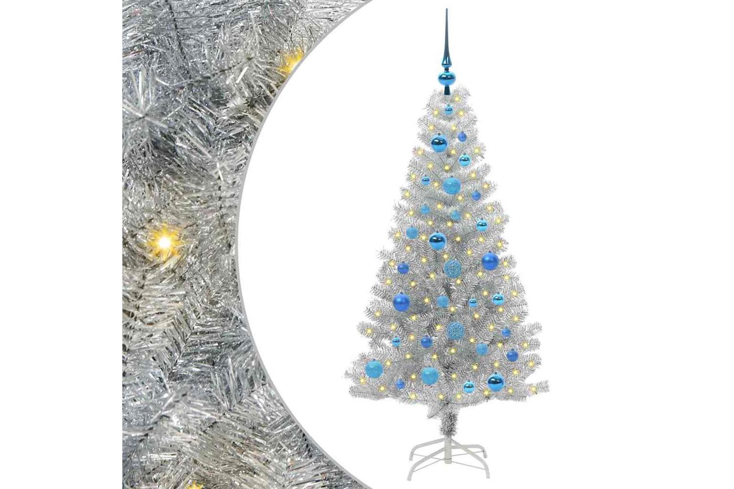 Vidaxl Christmas Tree With 150 Leds With Stand Silver 150 Cm Pet-2