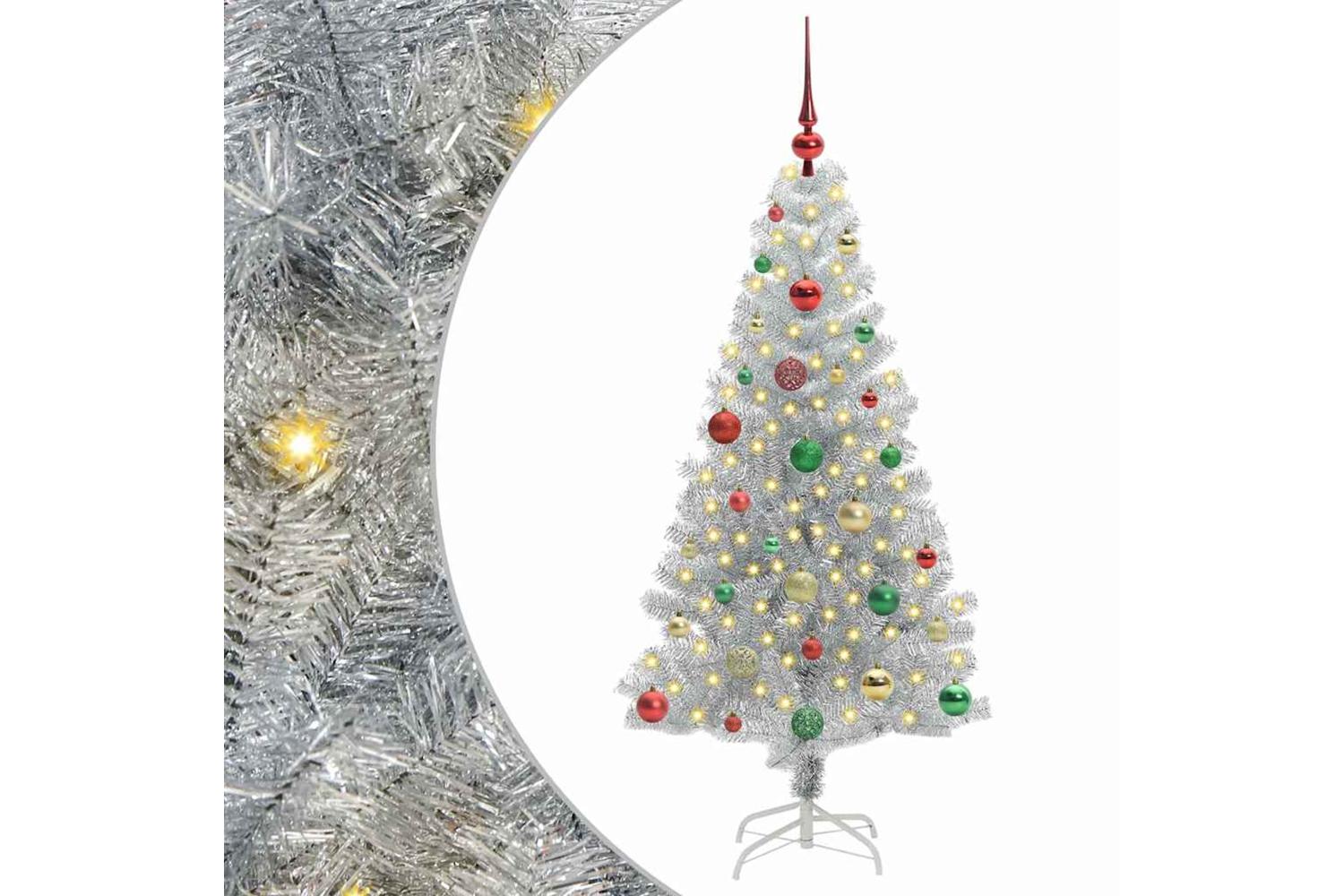 Vidaxl Christmas Tree With 150 Leds With Stand Silver 150 Cm Pet-2