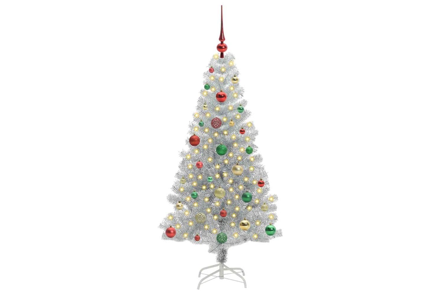 Vidaxl Christmas Tree With 150 Leds With Stand Silver 150 Cm Pet-3