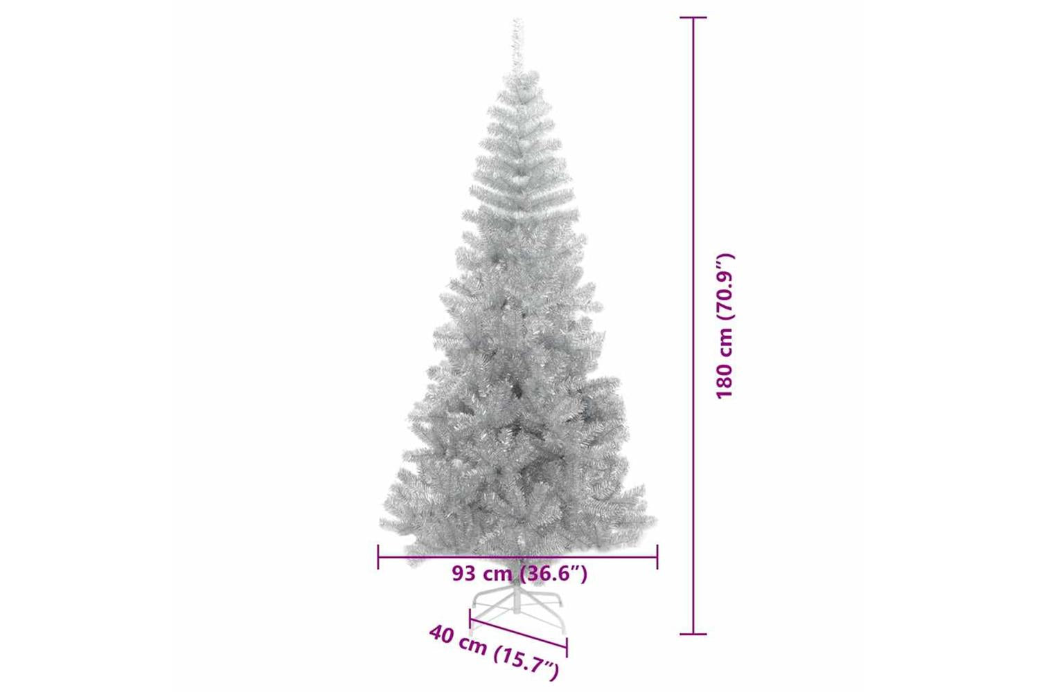Vidaxl Christmas Tree With 300 Leds With Stand Silver 180 Cm Pet-8