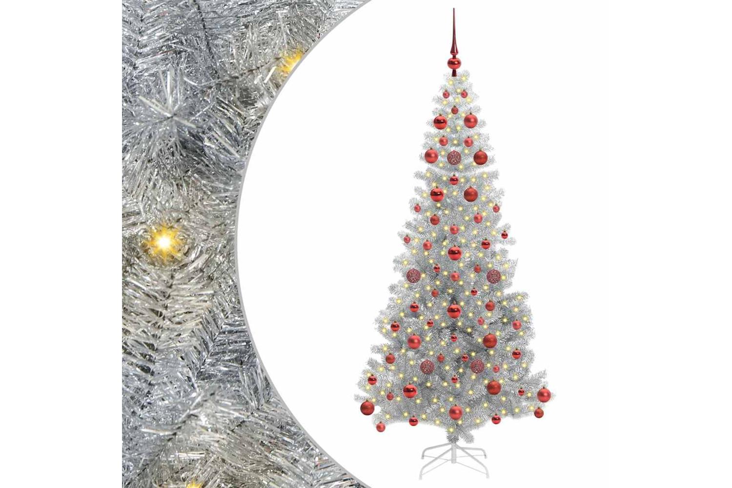 Vidaxl Christmas Tree With 300 Leds With Stand Silver 180 Cm Pet-2