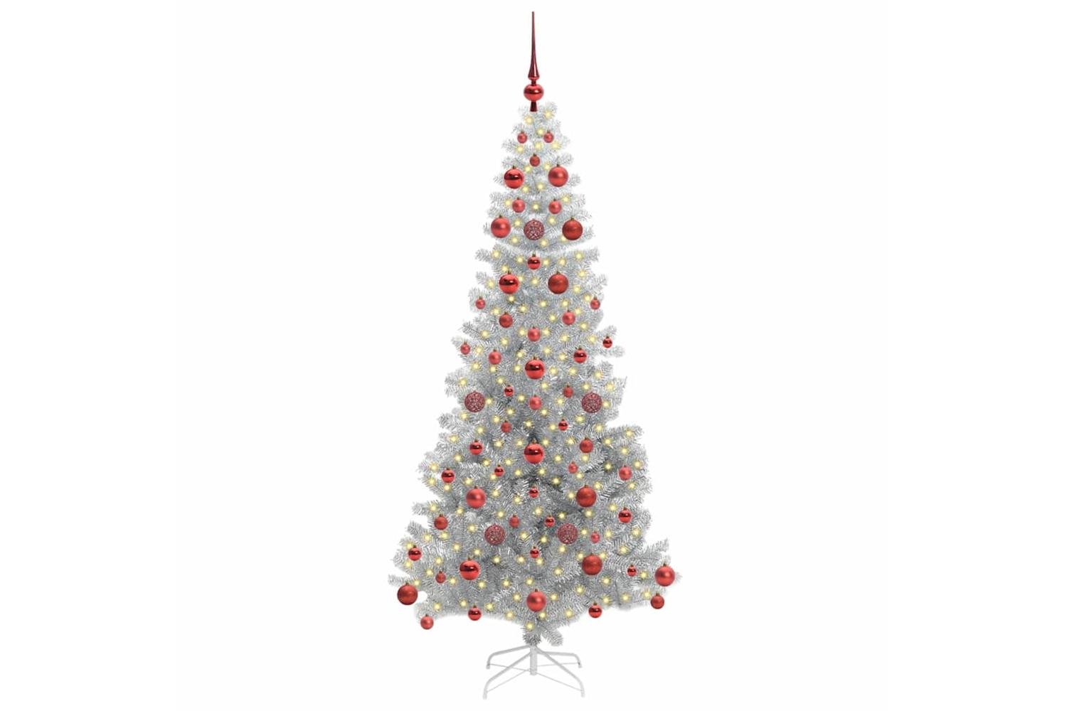Vidaxl Christmas Tree With 300 Leds With Stand Silver 180 Cm Pet-3