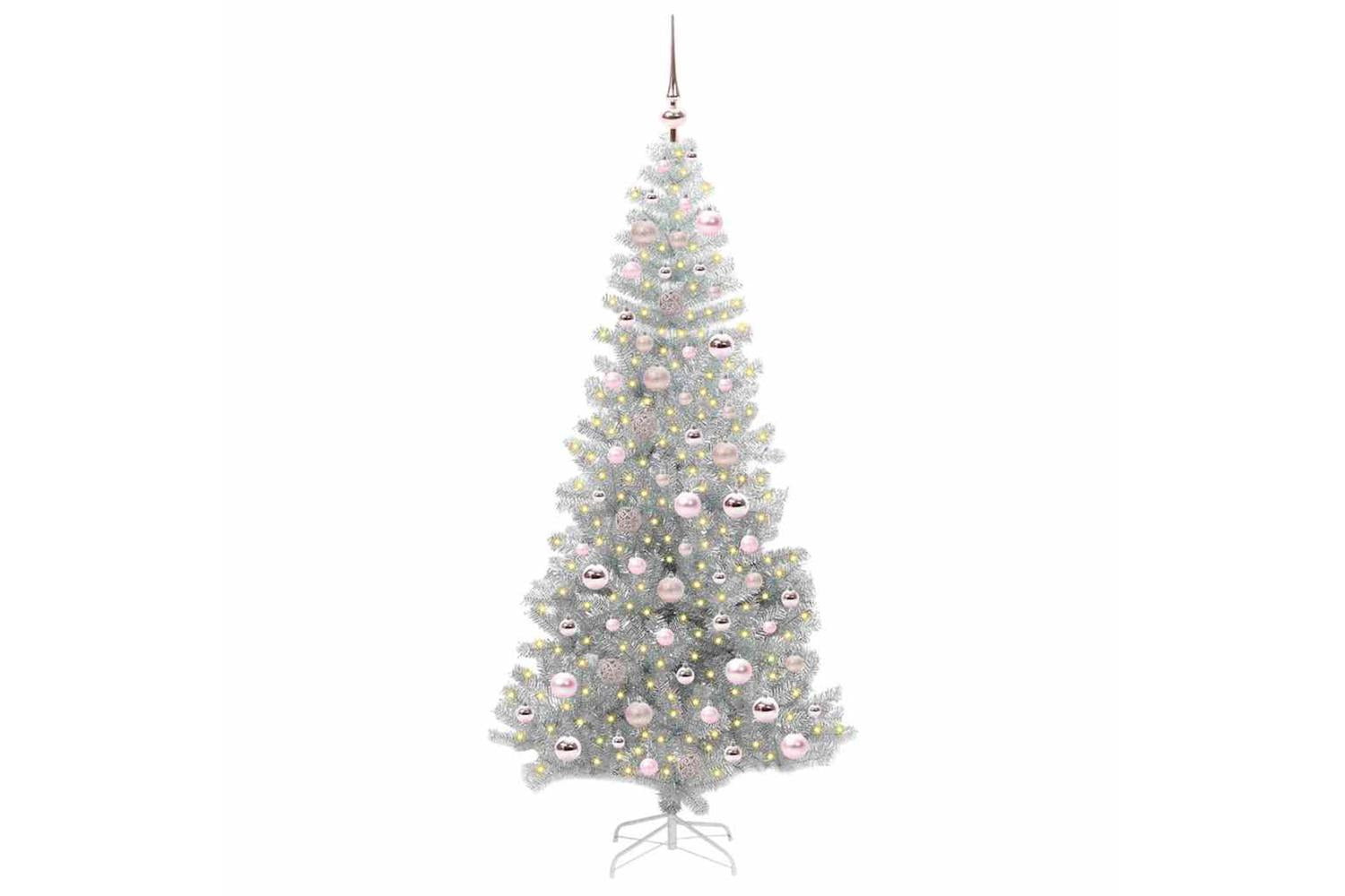 Vidaxl Christmas Tree With 300 Leds With Stand Silver 180 Cm Pet-3