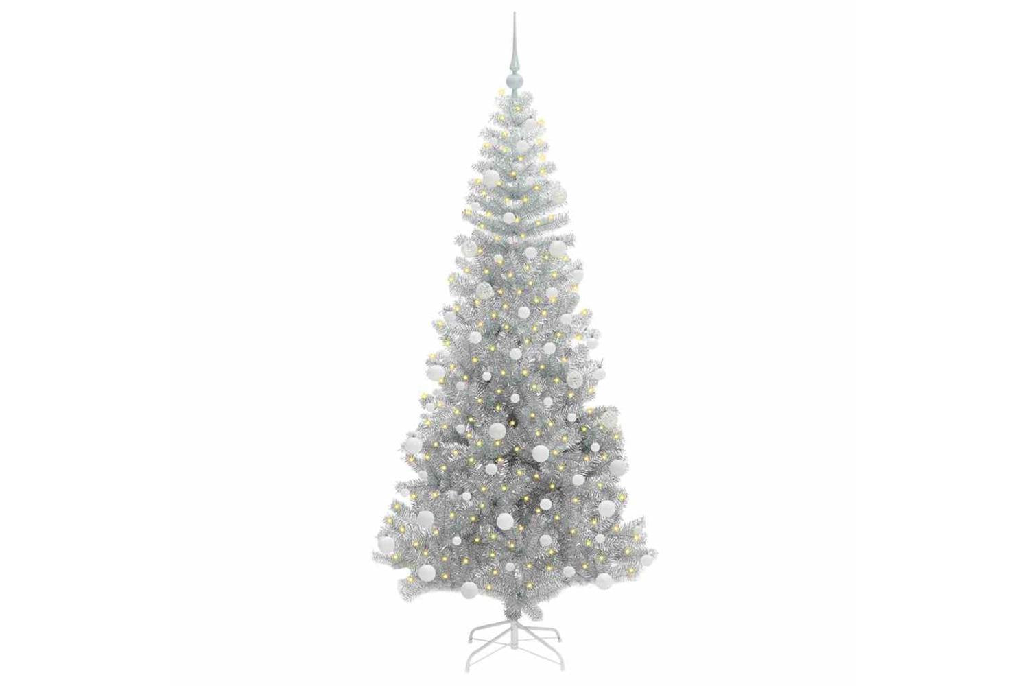 Vidaxl Christmas Tree With 300 Leds With Stand Silver 180 Cm Pet-3