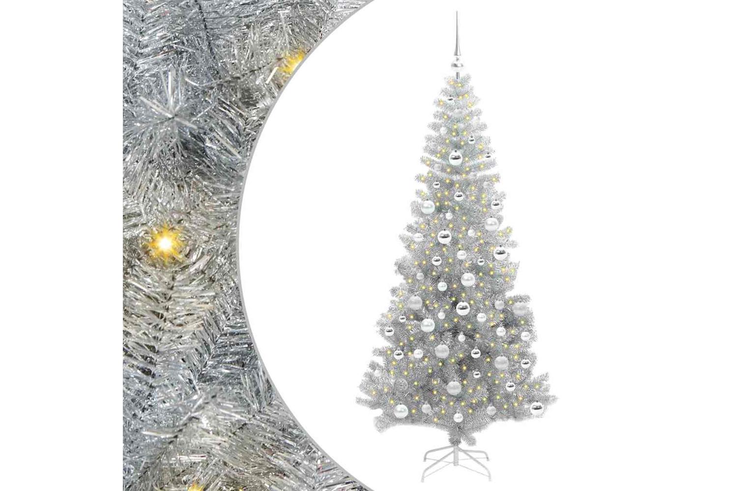 Vidaxl Christmas Tree With 300 Leds With Stand Silver 180 Cm Pet-2