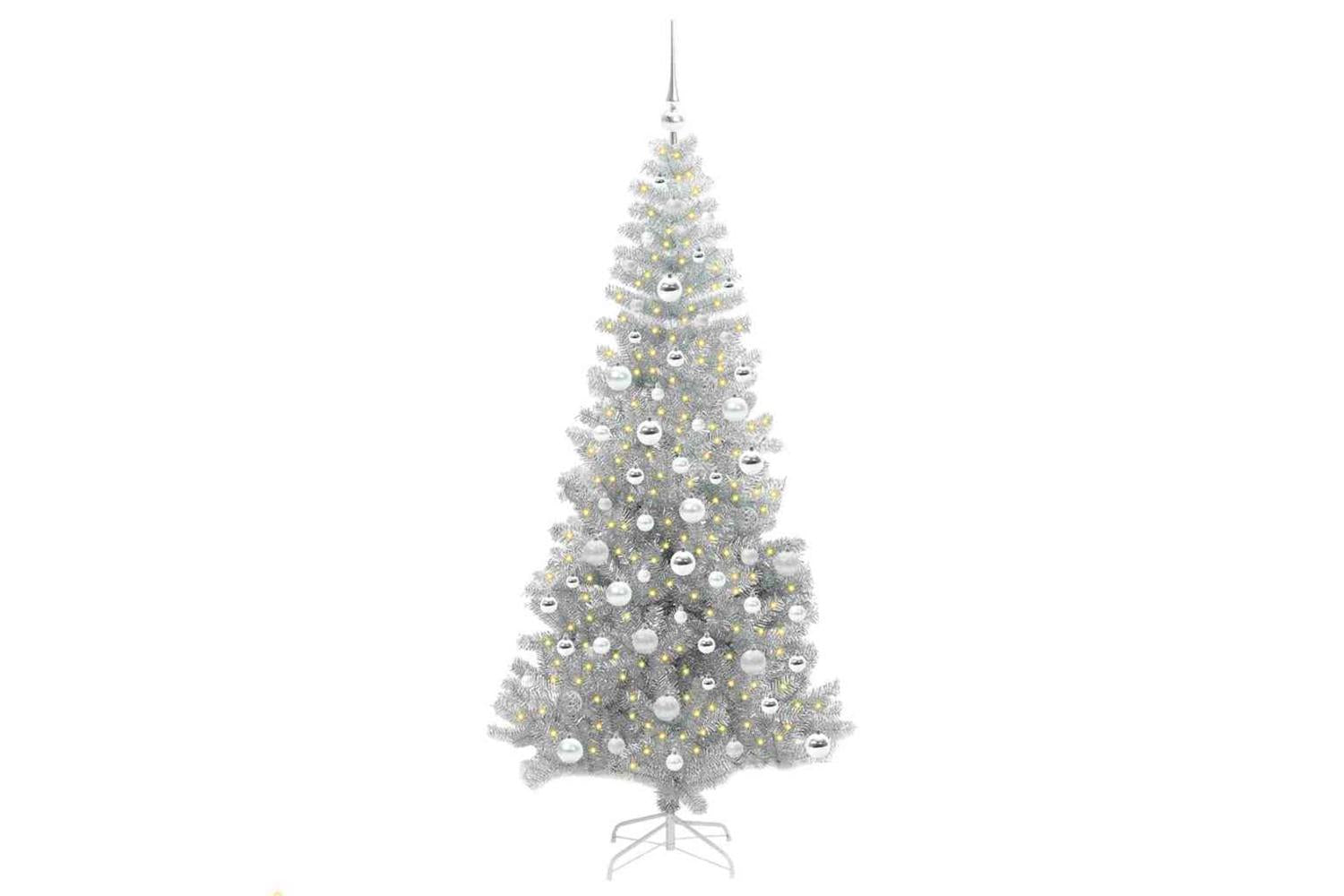 Vidaxl Christmas Tree With 300 Leds With Stand Silver 180 Cm Pet-3