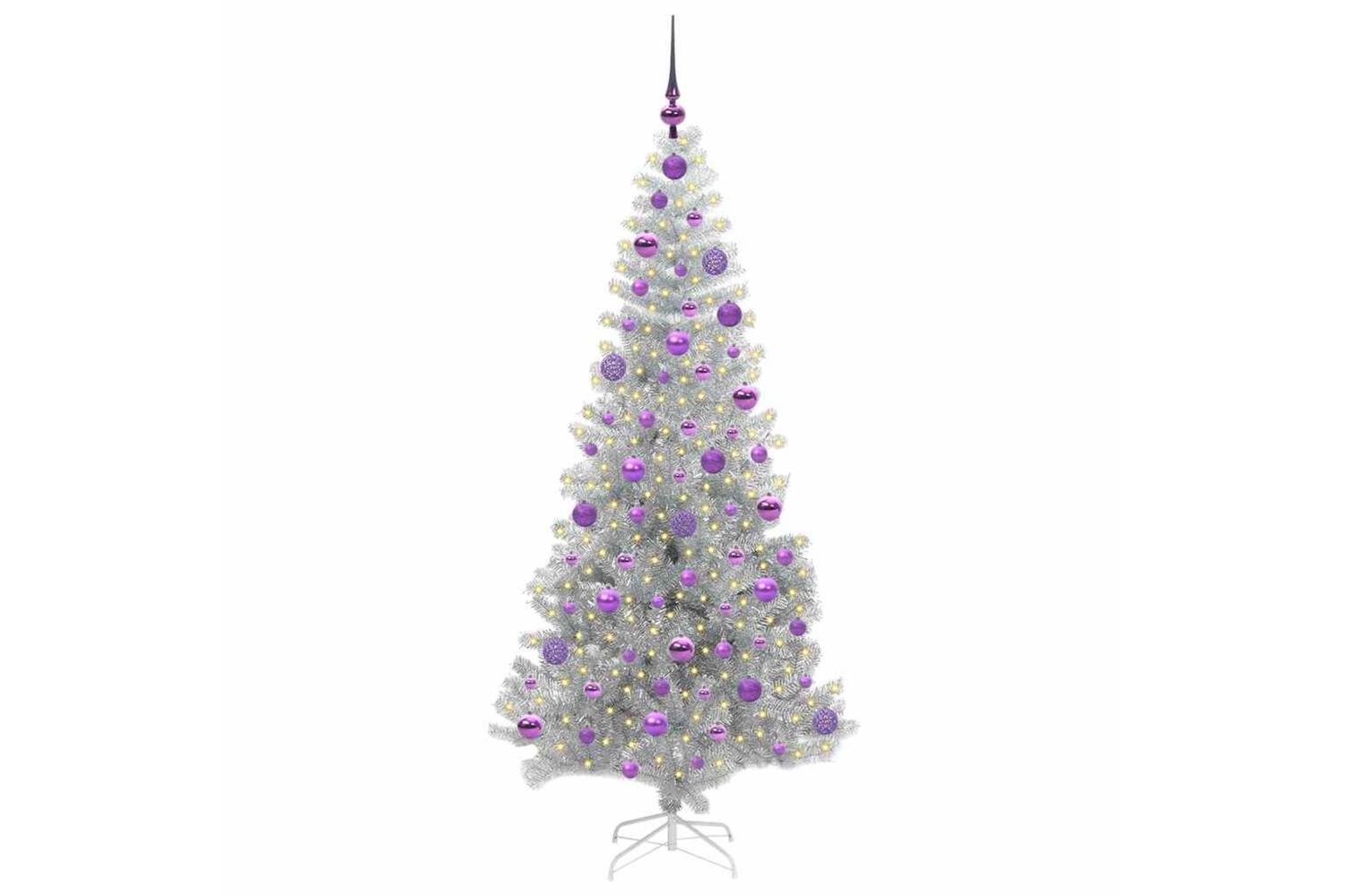 Vidaxl Christmas Tree With 300 Leds With Stand Silver 180 Cm Pet-3
