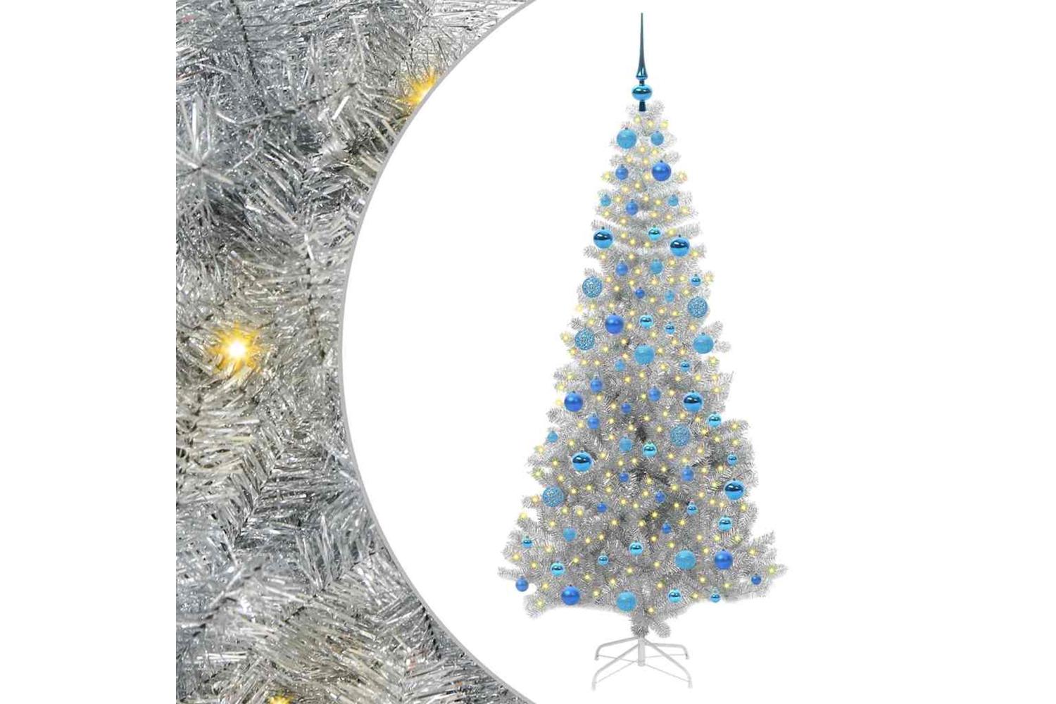 Vidaxl Christmas Tree With 300 Leds With Stand Silver 180 Cm Pet