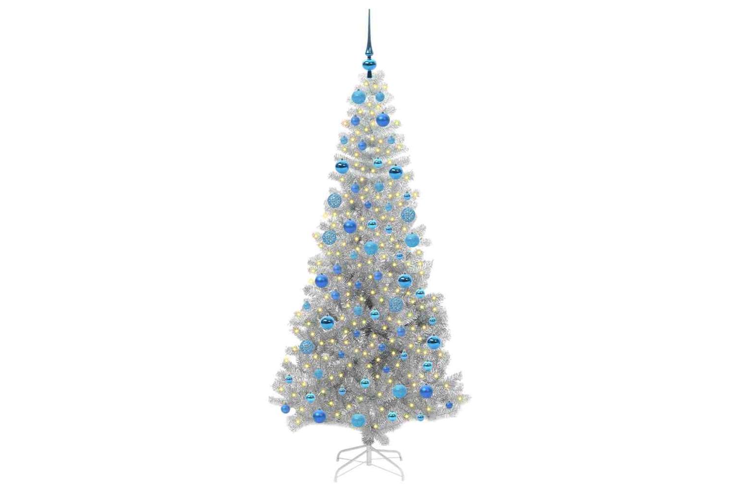Vidaxl Christmas Tree With 300 Leds With Stand Silver 180 Cm Pet-3