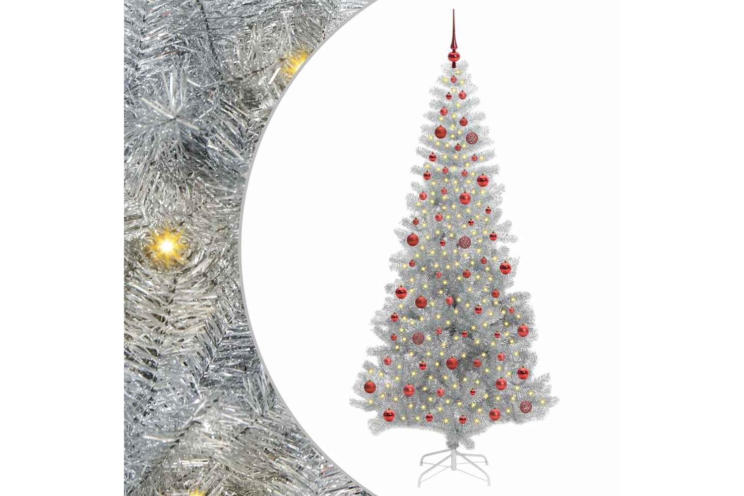 Vidaxl Christmas Tree With 300 Leds With Stand Silver 210 Cm Pet-2