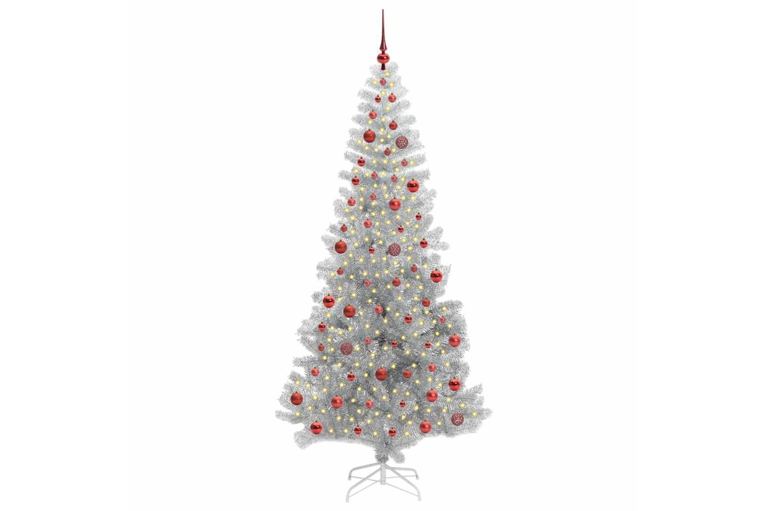 Vidaxl Christmas Tree With 300 Leds With Stand Silver 210 Cm Pet-3