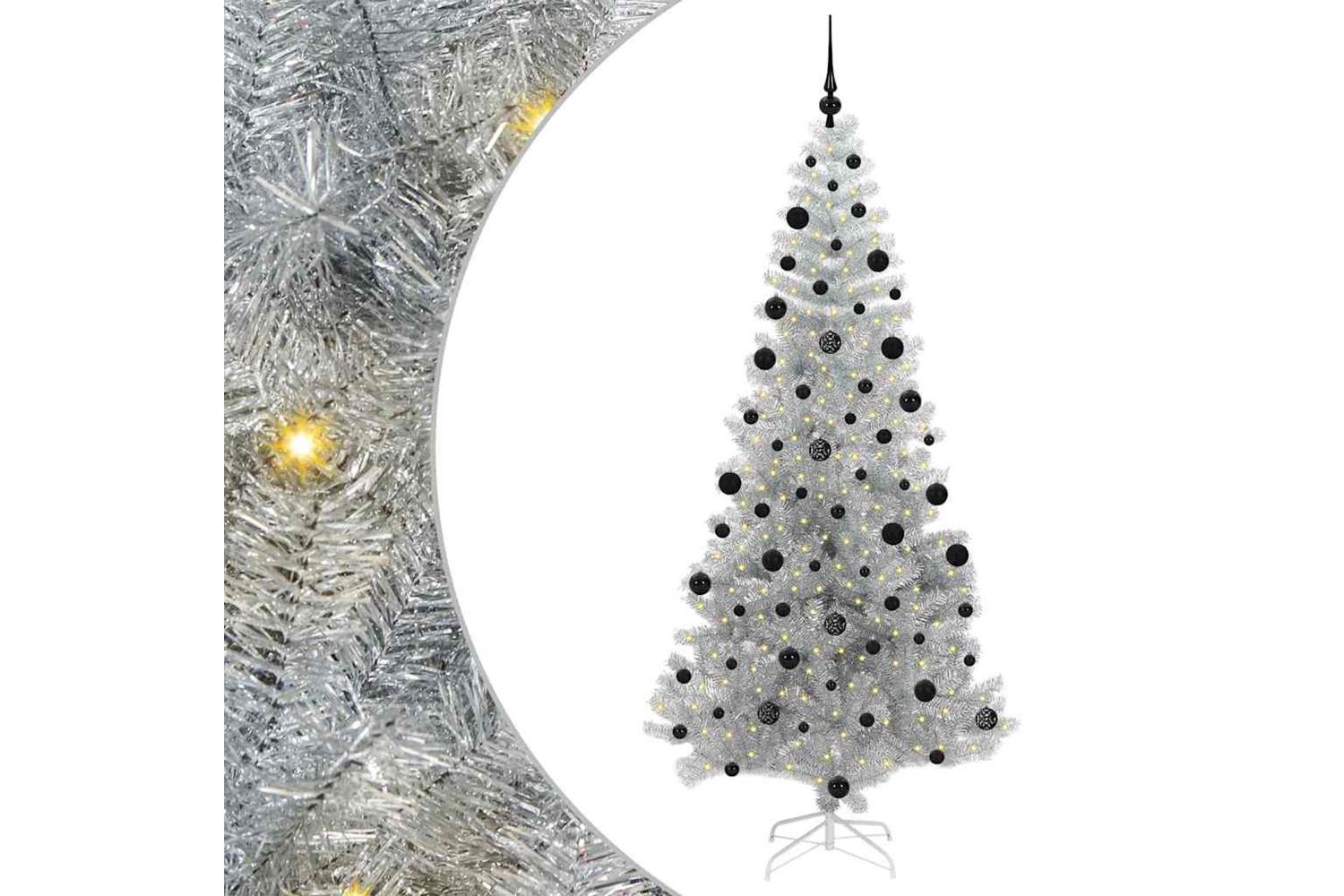 Vidaxl Christmas Tree With 300 Leds With Stand Silver 210 Cm Pet-2