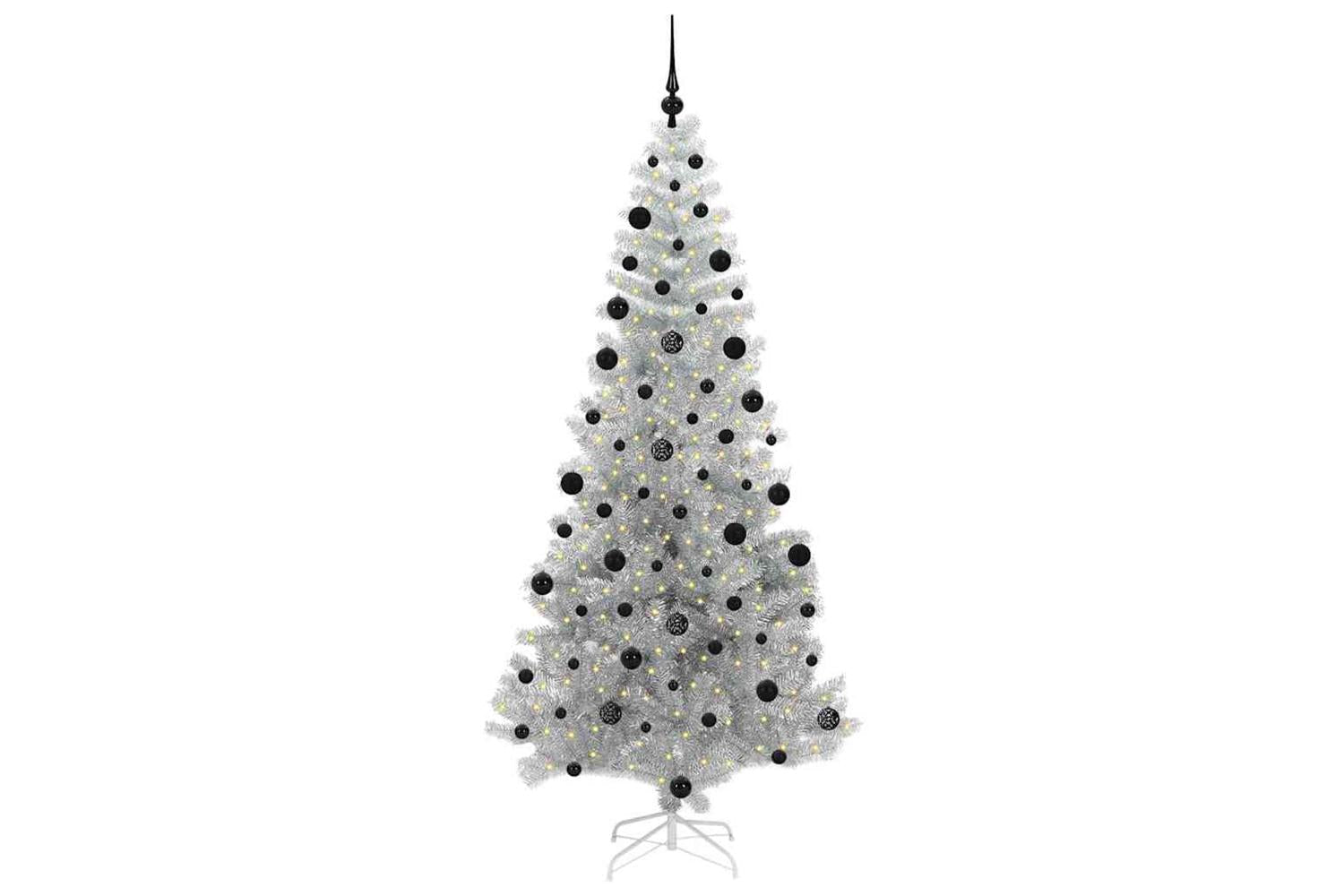Vidaxl Christmas Tree With 300 Leds With Stand Silver 210 Cm Pet-3