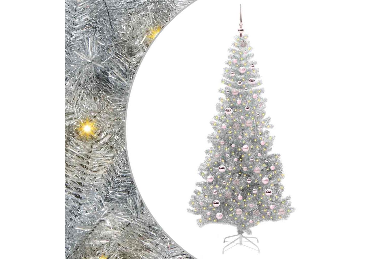 Vidaxl Christmas Tree With 300 Leds With Stand Silver 210 Cm Pet-2