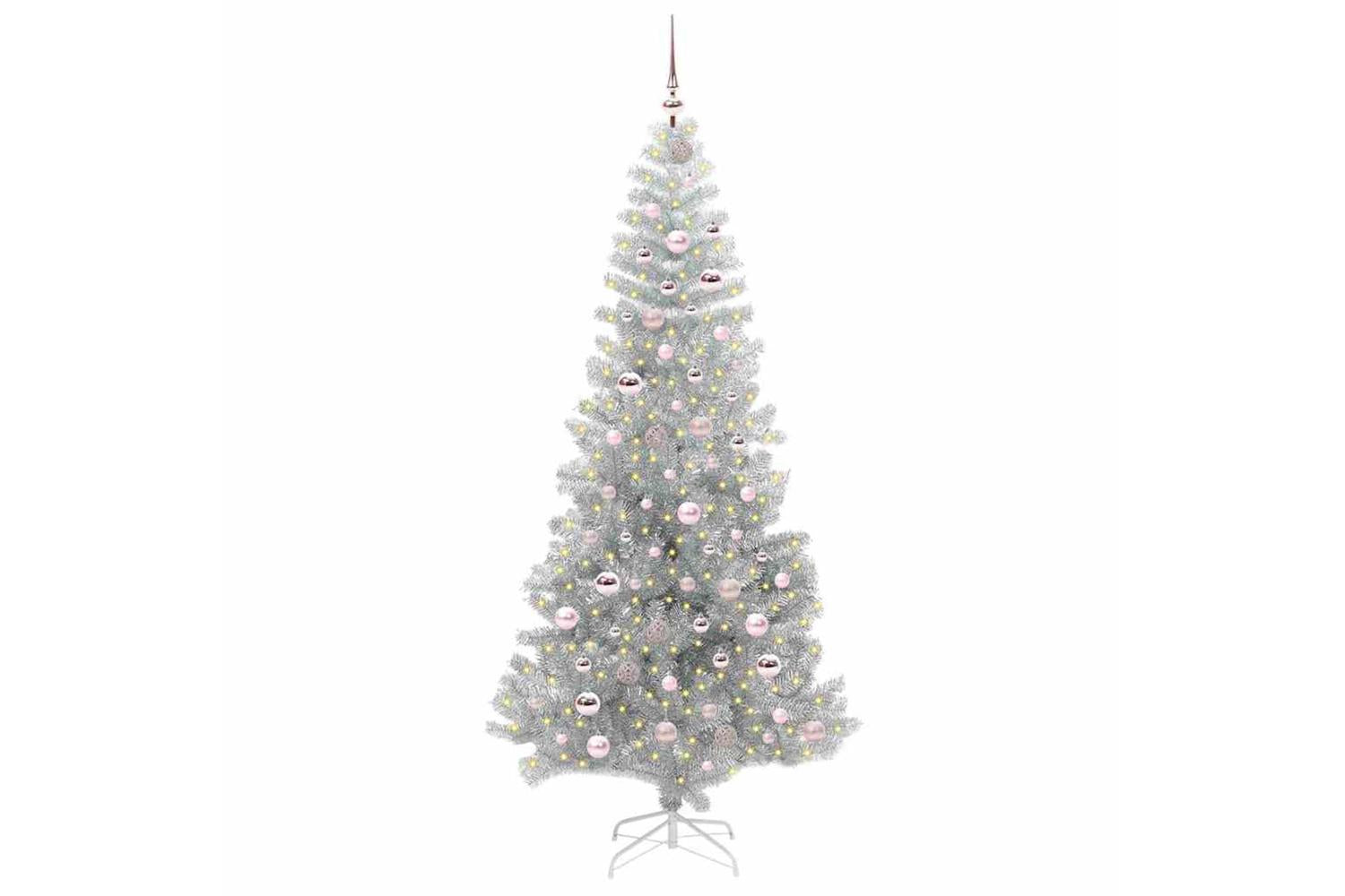 Vidaxl Christmas Tree With 300 Leds With Stand Silver 210 Cm Pet-3