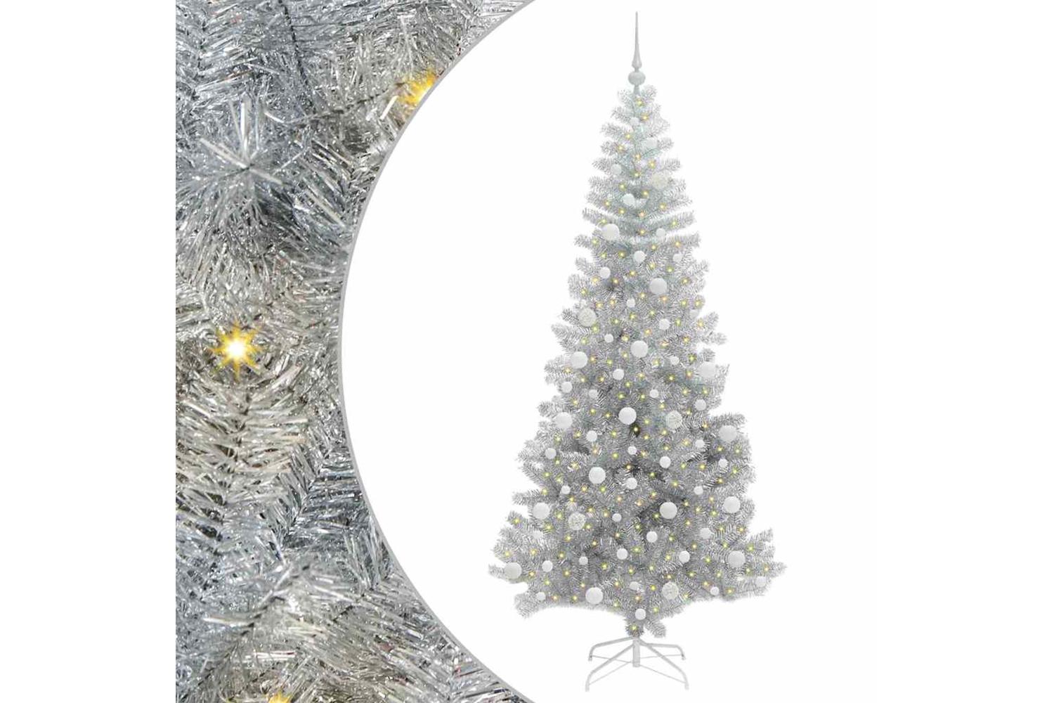 Vidaxl Christmas Tree With 300 Leds With Stand Silver 210 Cm Pet-2