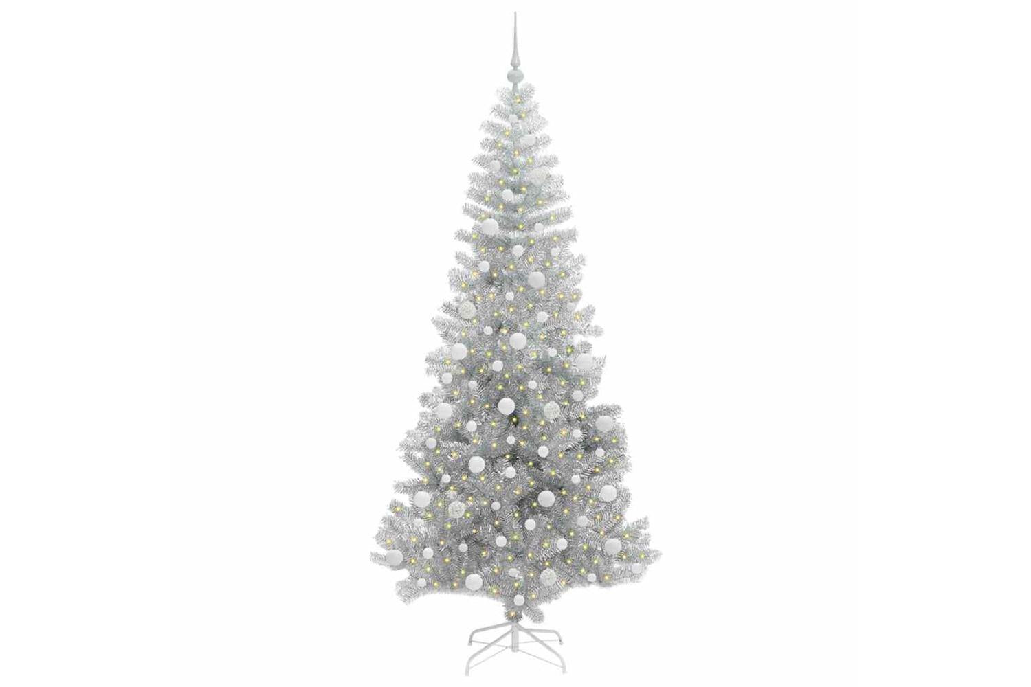 Vidaxl Christmas Tree With 300 Leds With Stand Silver 210 Cm Pet-3