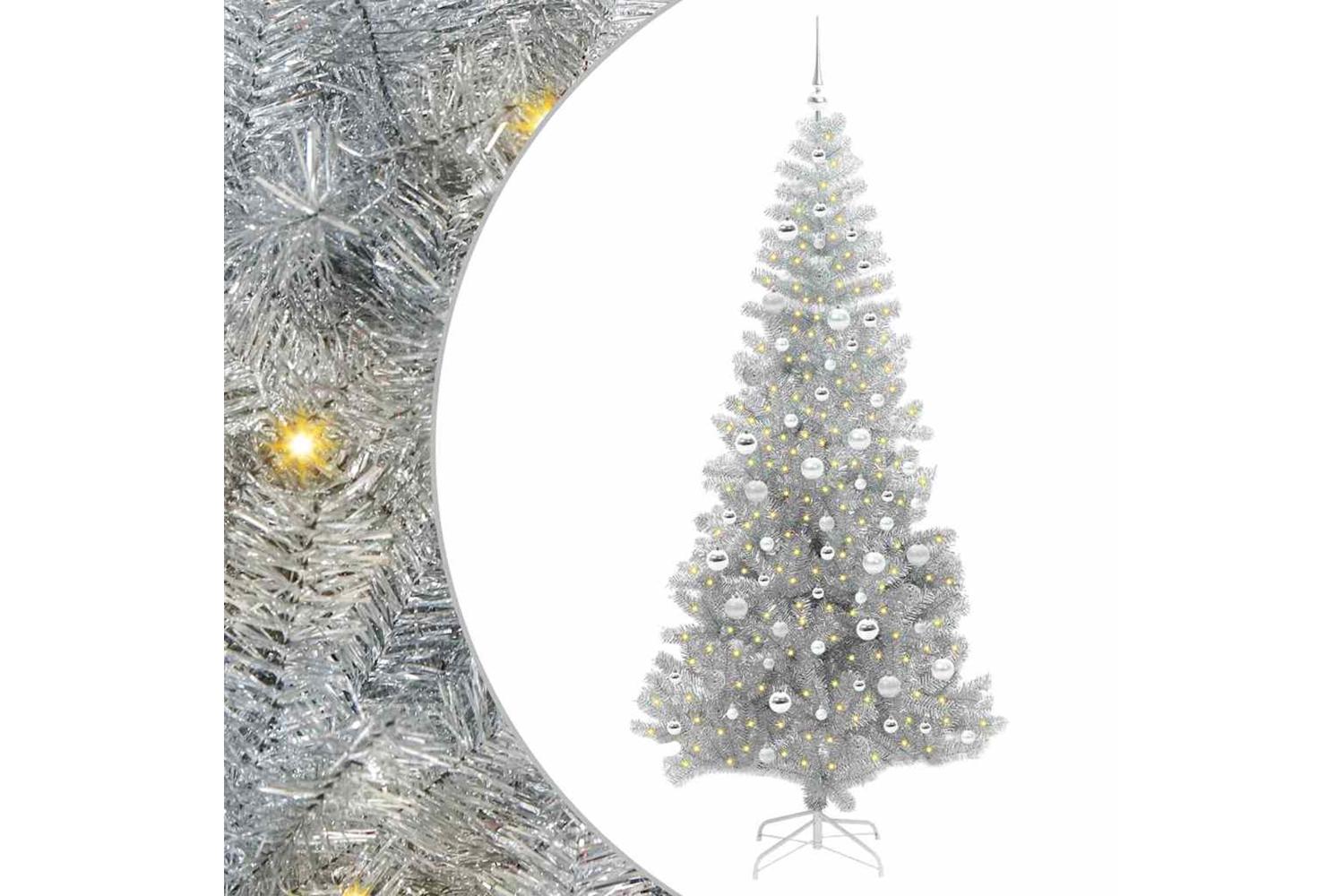 Vidaxl Christmas Tree With 300 Leds With Stand Silver 210 Cm Pet-2