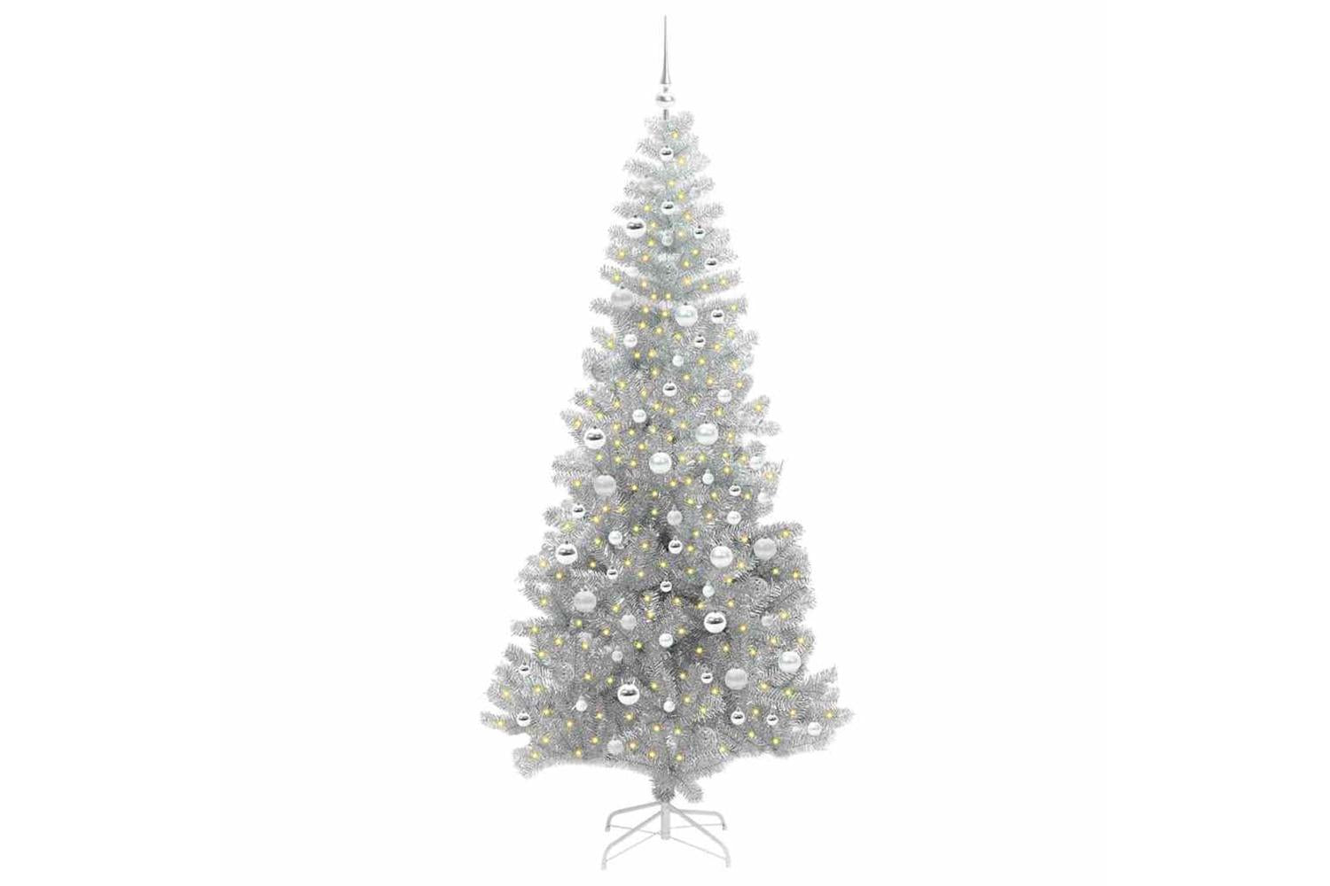 Vidaxl Christmas Tree With 300 Leds With Stand Silver 210 Cm Pet-3
