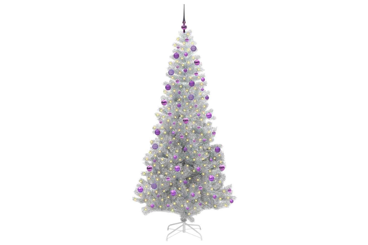 Vidaxl Christmas Tree With 300 Leds With Stand Silver 210 Cm Pet-3